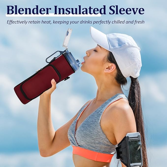 Storage Sleeve Bag for Ninja Blast Max Portable Blender with Shoulder Strap and Accessory Pocket compatible with BC251NV/BC251IV/BC251GY/BC251MT/BC251PK/BC251LD/BC251SL, 22 oz (Claret)