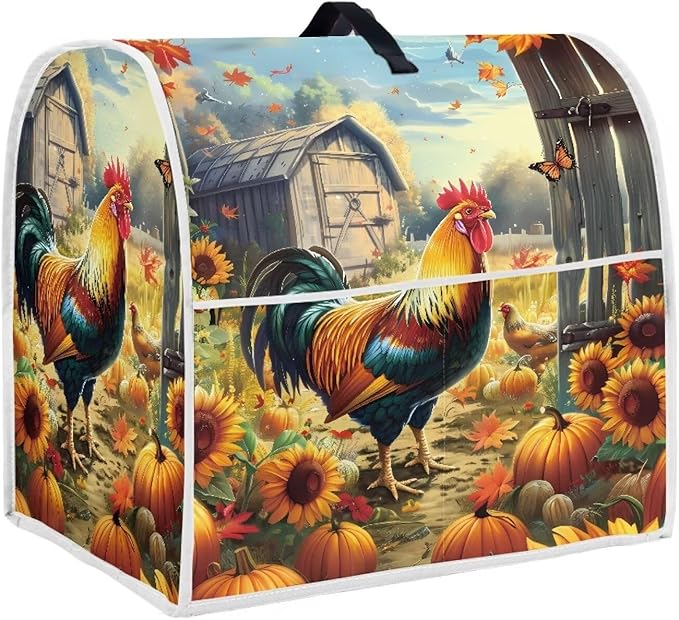 Rooster Sunflower Stand Mixer Cover Easy to Clean Food Processor Dust Cover Waterproof Kitchen Appliance Accessories Storage Bag for 4.5 qt and All 5 qt Mixer
