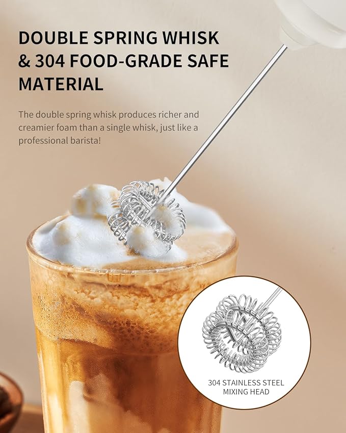 JOY Portable Rechargeable Milk Frother Hanheld, Beige