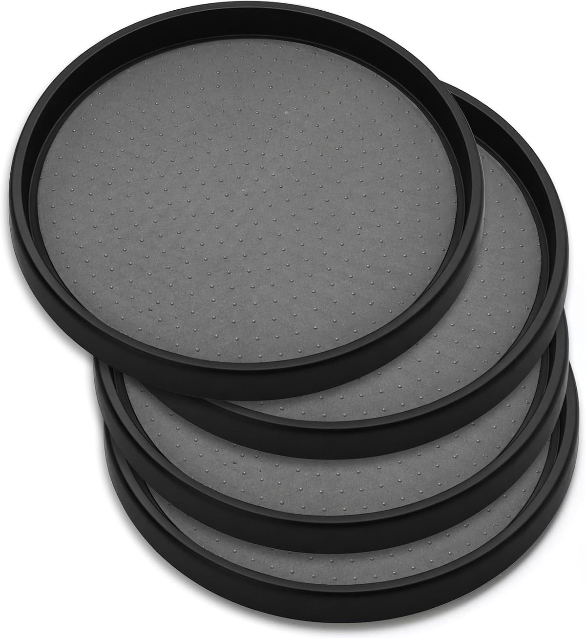 10 Inch Lazy Susan (Set of 4) - Non-Skid Turntable, Black