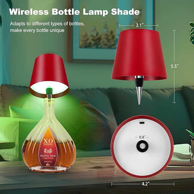 2026 New Wireless Bottle Lamp,RGB LED Bottle Light with Remote(RGB Wine red, 1pc)