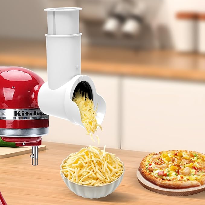 Slicer/Shredder Attachments for KitchenAid Stand Mixers, Food Slicers Cheese Grater Attachment, Salad Maker Accessory Vegetable Chopper with 3 Blades Dishwasher Safe