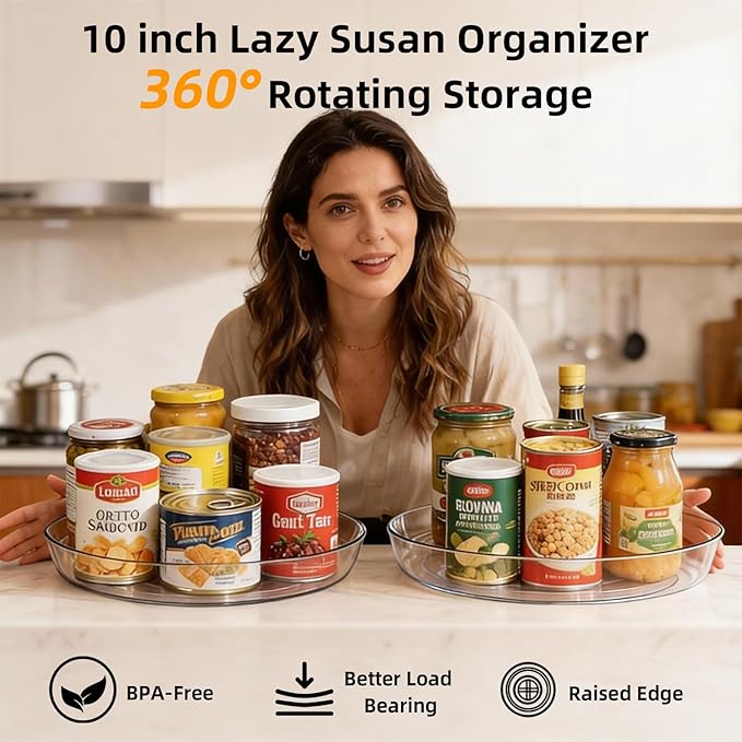 8 Pack Lazy Susan 10 inch Turntable for Spice Organization
