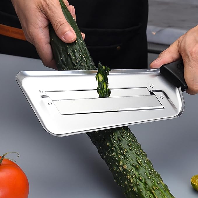 Cabbage Chopper Shredder - 2 Pcs Stainless Steel Kitchen Knife for Slicing, Grating & Shredding - Perfect for Sauerkraut, Coleslaw, Vegetables - Sharp Blades, Easy to Clean & Durable (Red+Black)