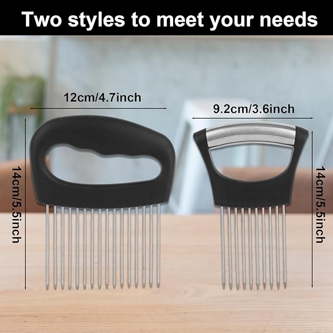 2pcs Onion Holder for Slicing, Extra-Large Onion Slicer Tool Kit with 16 Long Needles & 10 Long Needles Vegetable Chopper Cutter Kitchen Appliance Gadget Utensils for Tomatoes Potatoes Meat Tenderizer