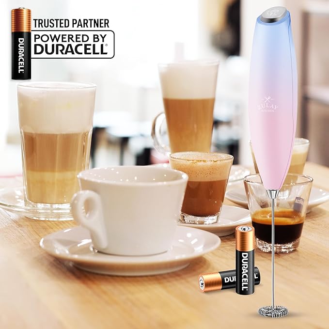 Zulay Kitchen Milk Frother Handheld Electric Whisk with AA Duracell Batteries – Durable Drink Mixer for Coffee, Lattes, Cappuccinos & More - Lavender