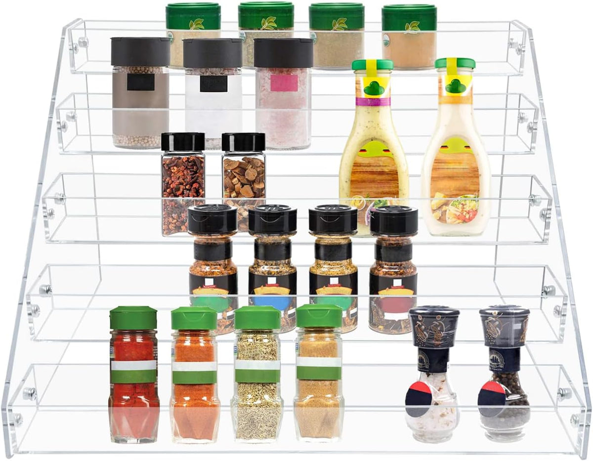 Clear Acrylic 5-Tier Spice Rack for Countertops