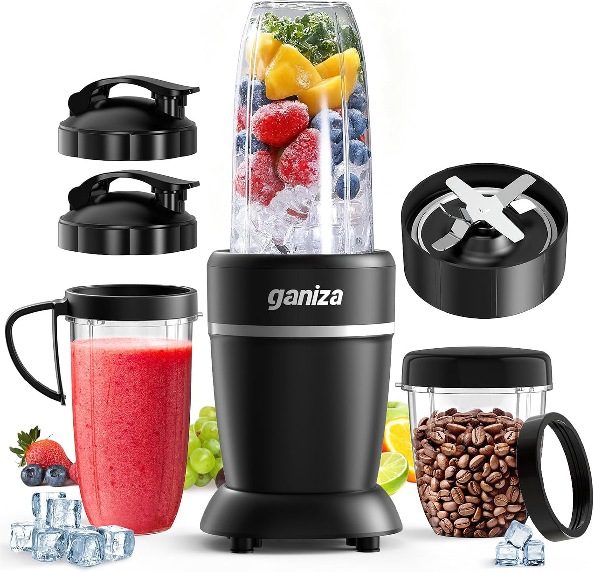 Smoothie Blender Max 1300W, Personal Kitchen Blender & Grinder Combo
