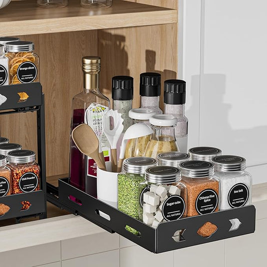 Pull Out Spice Rack Organizer for Cabinet, Heavy Duty-Slide Out Spice Rack