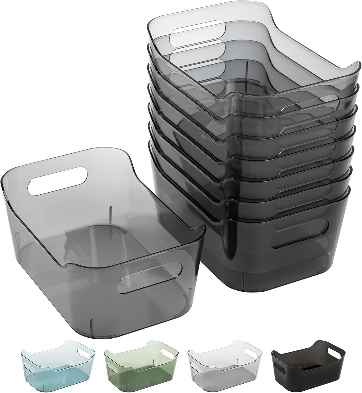 8 Pack Plastic Storage Bins, Clear Pantry Organizers and Storage Containers, Multi-Use Organizer Bins for Kitchen, Bathroom, Office, Shelf, Fridge, Home Edit and Cabinet Organizers