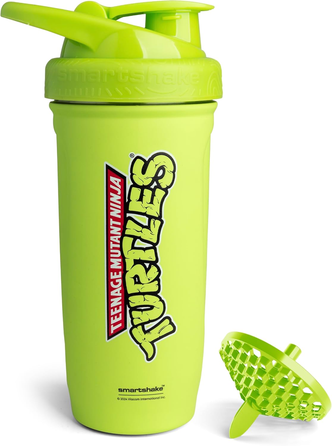 TMNT Reforce Stainless Steel Protein Shaker Bottle - 900 ml | 30 oz - Non Insulated Unisex Gym Bottle | Metal Shaker Bottles | Leakproof Screw-on Lid | BPA-Free, Light Green