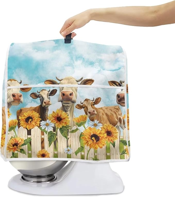 Sunflower Cow Mixer Cover | Portable Appliance Protector for 6-8 Quart Blenders, Coffee Makers & Juicers | Machine Washable & Extends Appliance Life