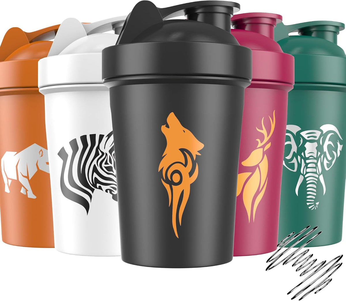 5 PACK Protein Shaker Bottles for Protein Mixes -20 OZ- Dishwasher Safe Shaker Cups for Protein Shakes - Shaker Cup for Blender Protein Shaker Bottle for Shakes Protein Shake Blender