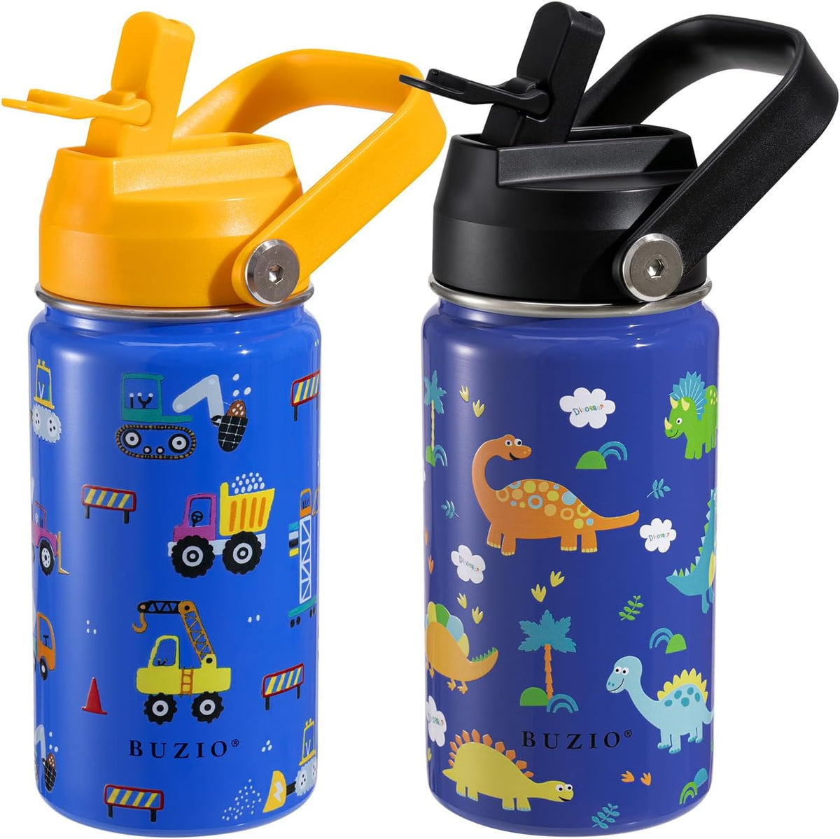 2 Packs 14 oz Insulated Stainless Steel Kids Water Bottle with Straw