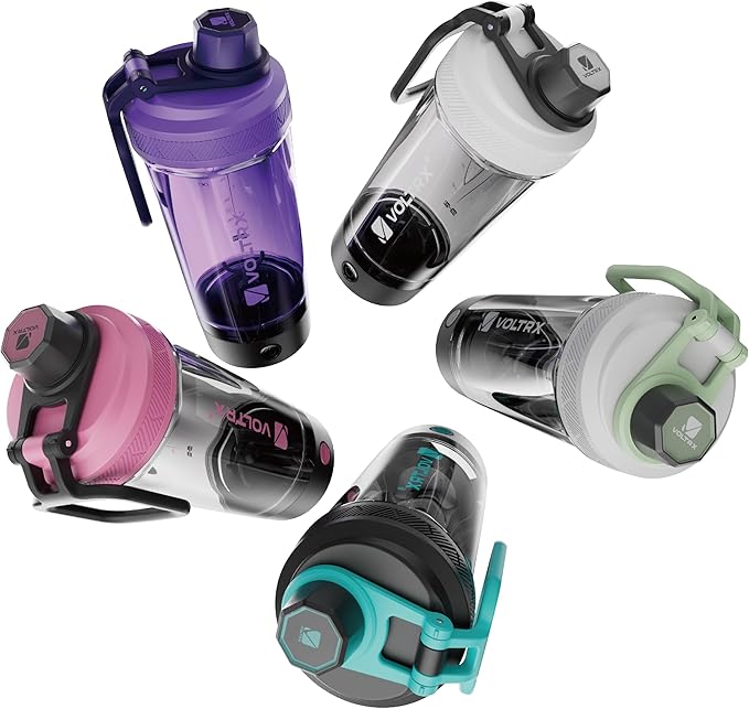 VOLTRX Shaker Bottle, Gallium USB C Rechargeable Electric Protein Shake Mixer, Shaker Cups for Protein Shakes and Meal Replacement Shakes, BPA Free, Made with Tritan, Neon Pink, 20oz