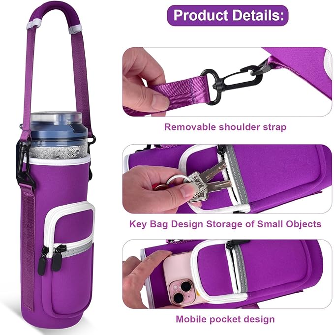SAIKA Personal Blender Bag for Ninja Blast Max BC251/ BC151, Portable Cordless Blender Carrying Case with Reflective Strip, Shoulder Strap, Handle and Accessories Pocket (Cover Only) (Purple)
