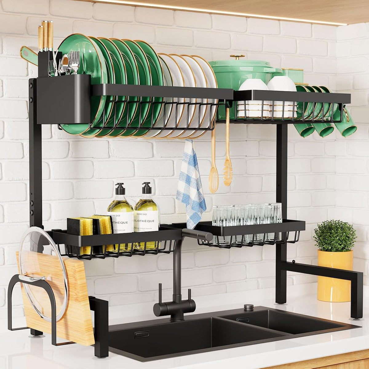Adjustable Over The Sink Dish Drying Rack, 26.8" -33.9"x21.5"