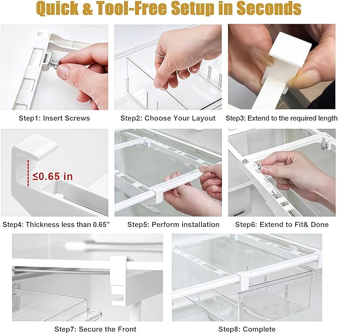 Refrigerator Organizers Storage Fridge Drawer - Pull Out Clear Storage Containers with Handle for Fruit,Deli,Cheese,Seafood,Plastic Organizer Bins Fit for Medium Refrigerator Shelf,Simple Use(1 Pack)
