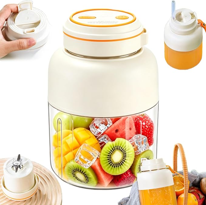 Portable Wireless Juicer Cup, 28/45Oz 180W 38 Blades USB Rechargeable Blender, Dual Lid Leakproof Compact Travel Juicer Cup for Shakes Fruits Vegetables Office Outdoor (White1300ml)