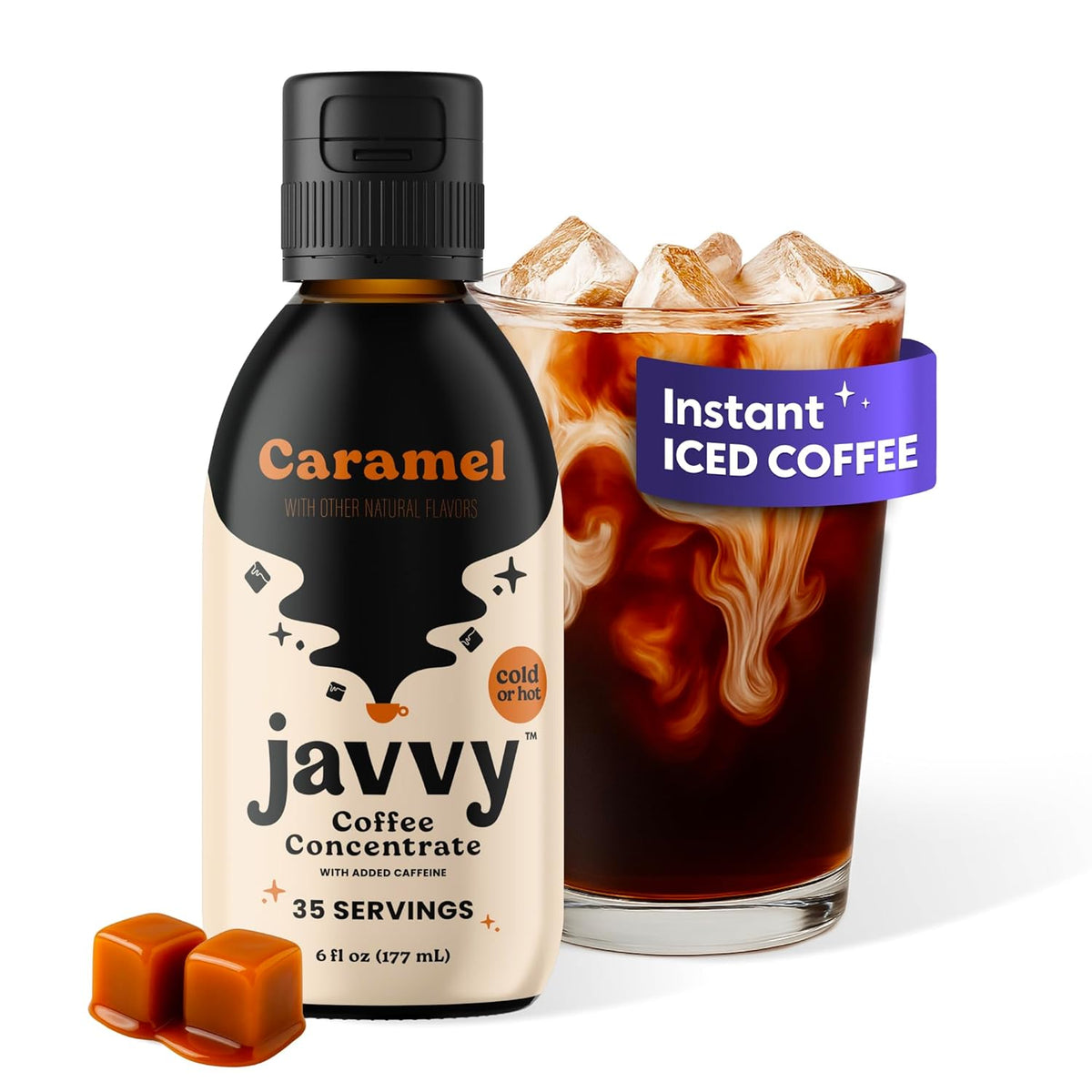Javvy Cold Brew Coffee Concentrate Instant Coffee, Caramel
