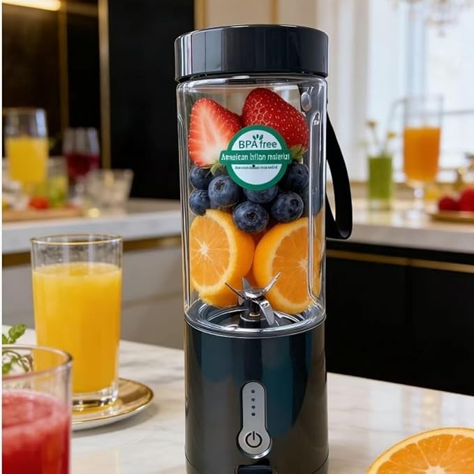 Portable Blender Rechargable, 530ML Personal Size Electric Juicer for Shakes and Smoothies, Fruit Mixer Machine Mini Small Blender Cup for Travel Picnic Office Gym Kitchen