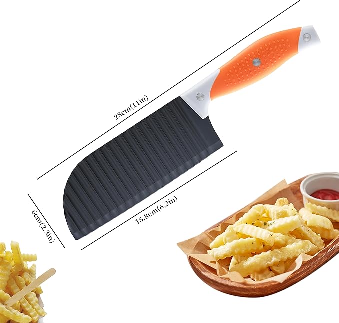 VITUER Crinkle Cutter for Veggies, Crinkle Cut Knife for French Fry, Vegetable, Potato, Cucumber, Carrot and Fruit, Stainless Steel Wave Fries Cutter Slicer With Ergonomic Handle, Dishwasher Safe