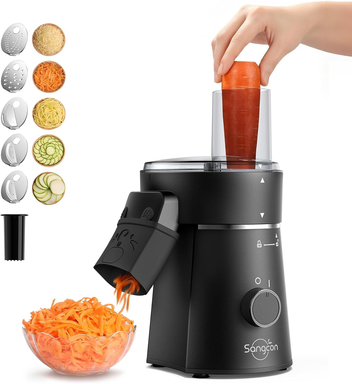 Electric Cheese Grater for Block Cheese, 5-in-1 Slicer & Shredder