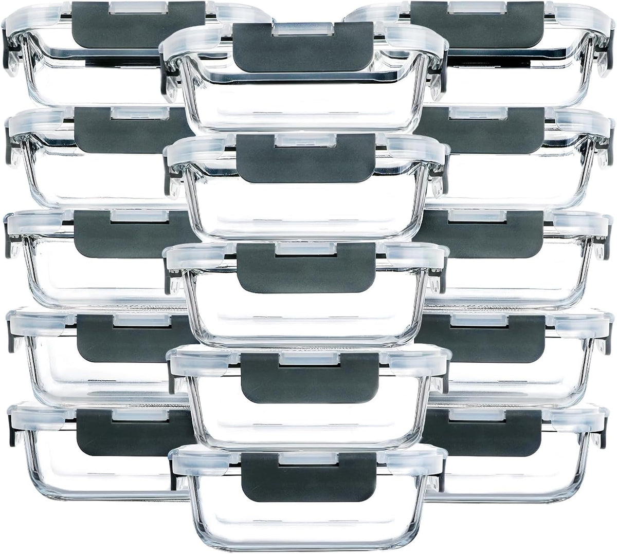 15 Pack,13 oz 1.5 Cup Glass Meal Prep Containers with Lids