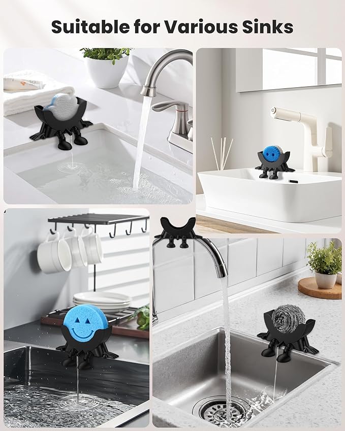 3D Printed Sponge Holder for Kitchen, Funny Sponge Holder, Drainable Scrub Stand Sponge Caddy, Cute Drying Rack Accessories for Kitchen Sink, Keeps Sink Dry and Organized