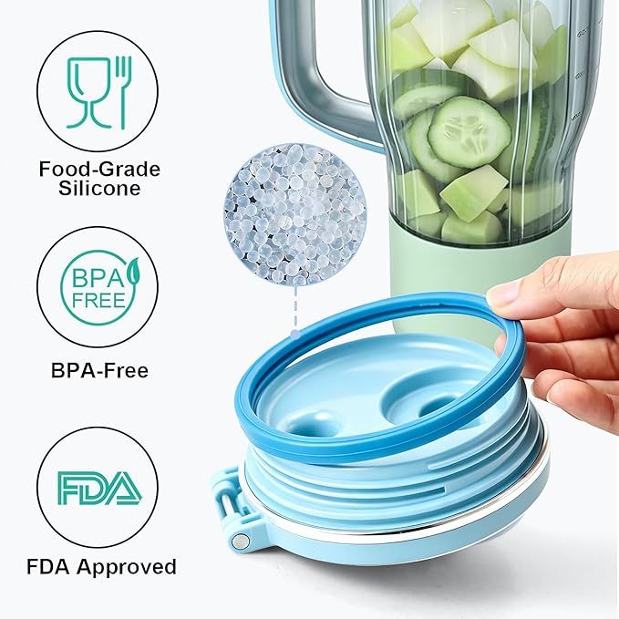 2 PCS Replacement Seal for Ninja BlendBOSS Personal Smoothie Tumbler, Food-Grade Silicone Gasket, Leak-Proof & Durable, Compatible with Ninja Blend BOSS Tumbler (Sky-Blue)