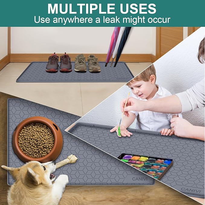 Under Sink Mat, 34" x 22" Waterproof Silicone Under Sink Tray for Kitchen & Laundry Cabinets, Kitchen Cabinet Shelf Protector