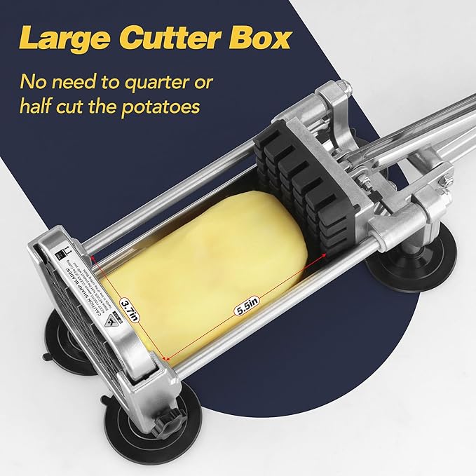 3Pcs French Fry Cutter, Ruooson Professional Potato Cutter Slicer with 1/2 In & 3/8 In & 1/4 In Stainless Steel Blades, Great for Whole Potatoes Carrots Cucumbers.