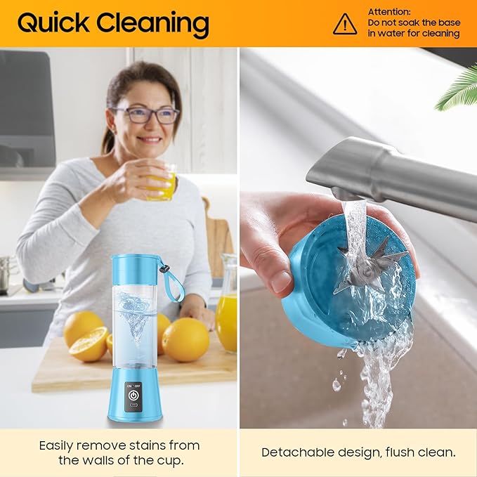 Cordless Personal Size Portable Blender - 380Ml Blender Smoothies and Shakes, BPA Free Traveling Juice Cup with Powerful Blending, Freshly Squeezed in Sports/Travel/Home