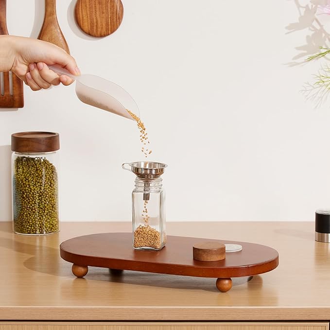 Yangbaga Glass Spice Jars with Labels: 34pc 4oz Square Seasoning Storage Containers with Airtight Wood lid,Pepper Grinder,Funnel; Empty Spice Organizer Bottles for Kitchen Rack Drawer Cabinet