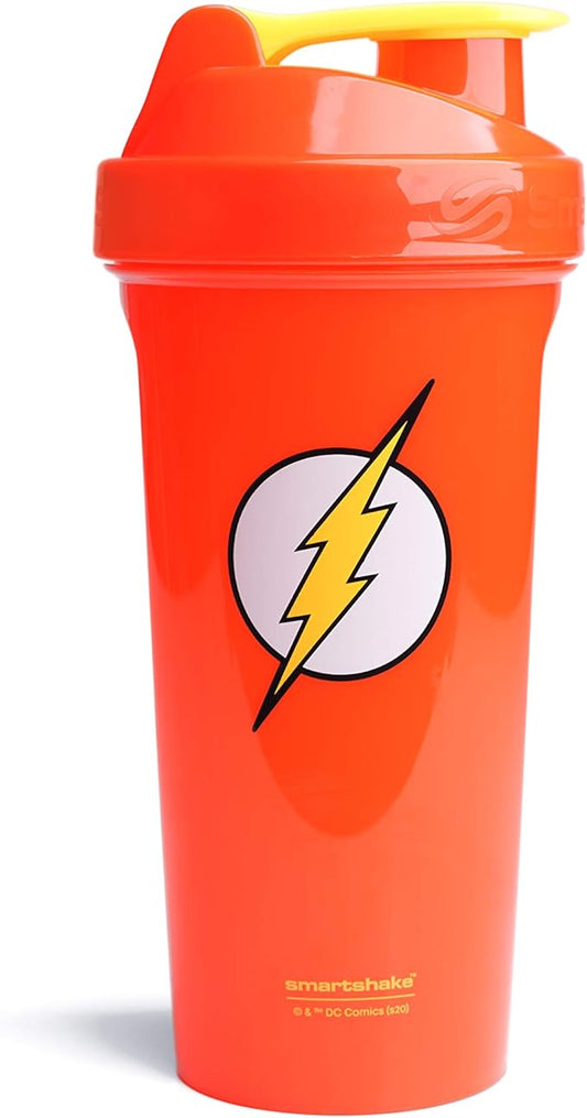 Smartshake Lite Justice League Protein Shaker Bottle 800ml – DC Comics Water Bottle, Leakproof BPA Free Gym Shaker Bottle for Protein Shakes And Protein Powder - The Flash Logo