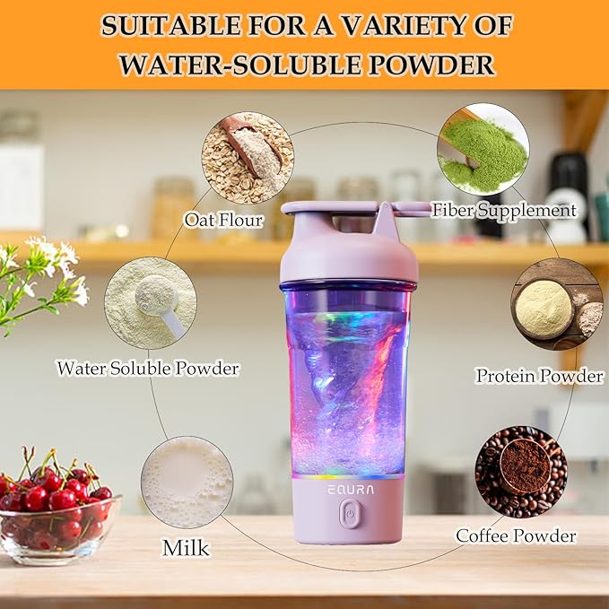 JOTER & LIBEAR Electric Protein Shaker Bottle, USB Rechargeable Pulse Protein Shake Mixer, Shaker Bottles for Protein Mixes and Meal Replacement Shakes, BPA Free, Waterproof, 25 oz (Pink)