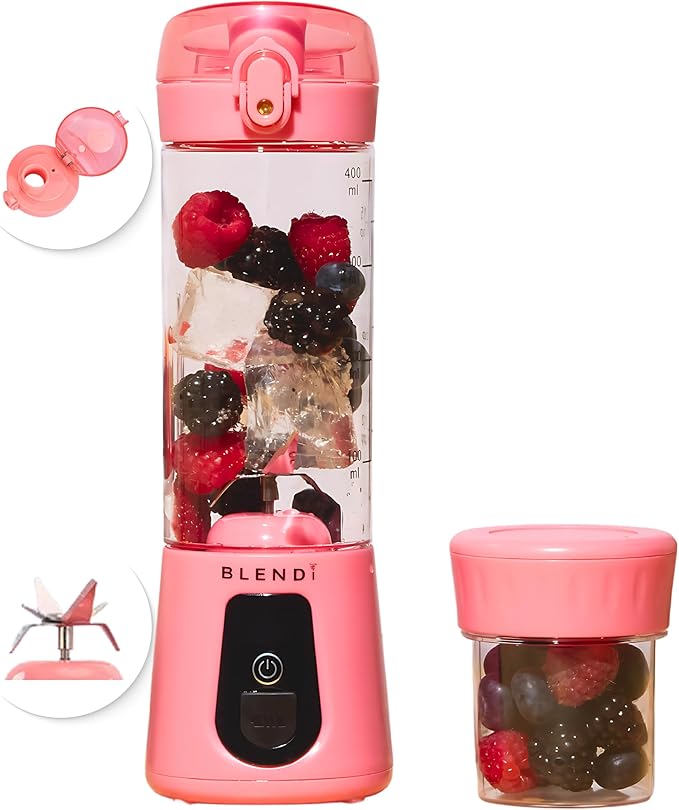 BLENDi Pro+ Portable Blender (17.5oz, Blush) – Upgraded 120W Motor, USB-C Rechargeable, Cordless Personal Blender – BPA-Free, Self-Cleaning, Travel-Friendly New 2025 Model