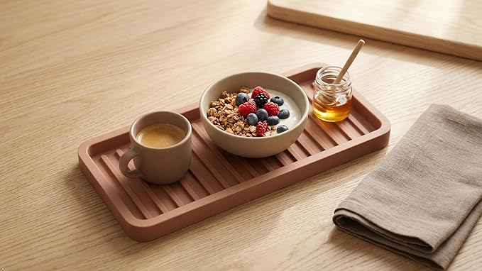 Silicone Sink and Surface Organizer Tray, Sponge Holder, Vanity Tray, Trivet, Heat Safe, Dishwasher Safe, for Bathroom and Kitchen Organization (White, 9"x3.5")