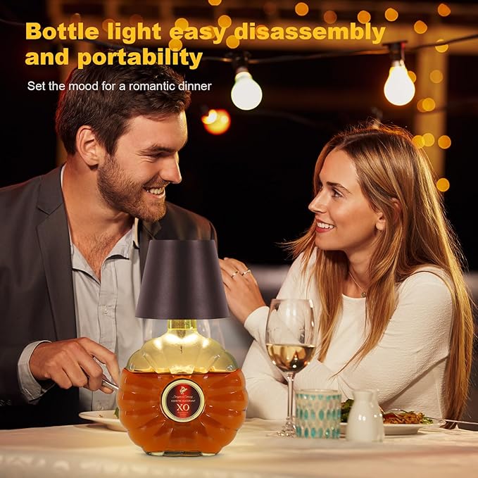 Wireless Bottle Lamp, 2026 New 3 Color Rechargeable Led Wine Bottle Lights for Bars Restaurants (Brown, 1PC)
