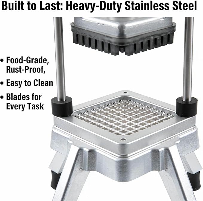 French Fry Cutter Commercial Vegetable Dicer Potato Fries Cutter Machine with 3 Blades(1/2-Inch, 3/8-Inch, 1/4-Inch) Blades,Heavy Duty Cutter for Potato Tomato Onion Mushroom