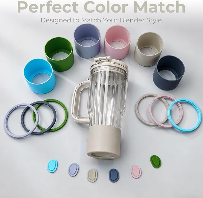 Personal Blender Accessories for Ninja Blendboss DB351ST, Leak-Proof Kit with Silicone Tumbler Boot, Spill Stopper & Sealing Ring, Cup Not Included (Stone Mint)