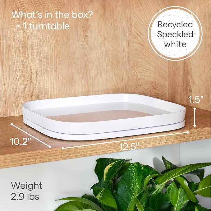 YouCopia MagicTrack Rectangle Lazy Susan Turntable: Kitchen & Bathroom Pantry, Cabinet & Countertop Storage Organizer with 360° Spin, Non-Slip, White Speckled BPA-Free