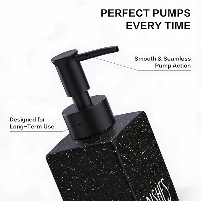 Cisily Kitchen Soap Dispenser Set with Sink Caddy, Glass Bottle, Hand and Dish Soap Dispenser Set with Sponge Holder (Black Square Bottle + Black Sponge Holder)