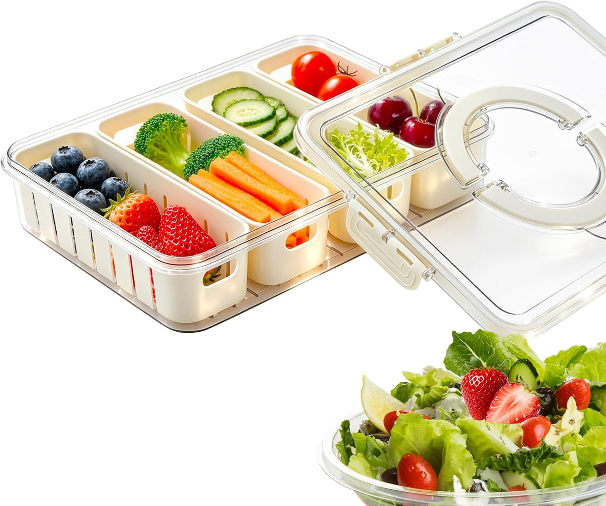 Veggie tray with lid for fridge, Produce Saver Bin with Lid & Handle