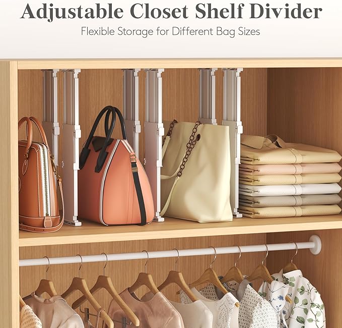 Lifewit 12 Pack Drawer Dividers for Clothes, 4" High 10.5"-16.5" Expandable Dresser Drawer Organizers, Adjustable White Plastic Separators for Kitchen, Cabinet, Nursery, Socks & Underwear Storage