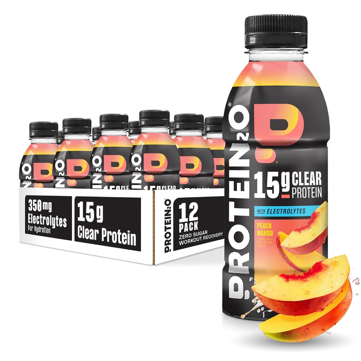 15g Whey Protein Infused Water, Peach Mango, 16.9 Oz Bottle (Pack of 12)