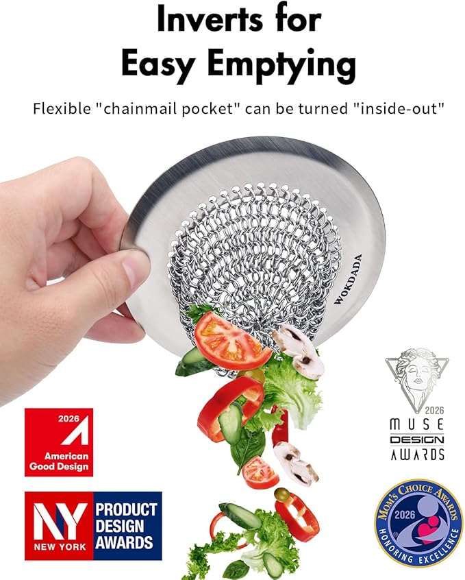 Wokdada Sink Drain Strainer, Reversible Easy Clean Mesh Sink Strainer with 304 Stainless Steel,Revolutionary Anti-Rust Large Kitchen Sink Strainer Food Catcher for Garbage Disposal Without Clogging