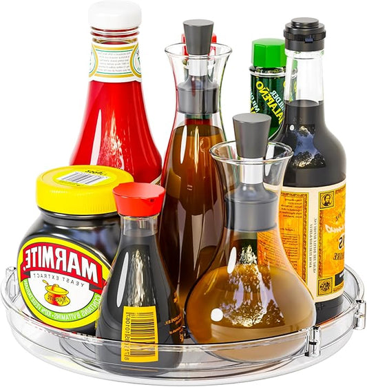 9.5" W Acrylic Clear Lazy Susan Turntable for Cabinet, Kitchen Countertop