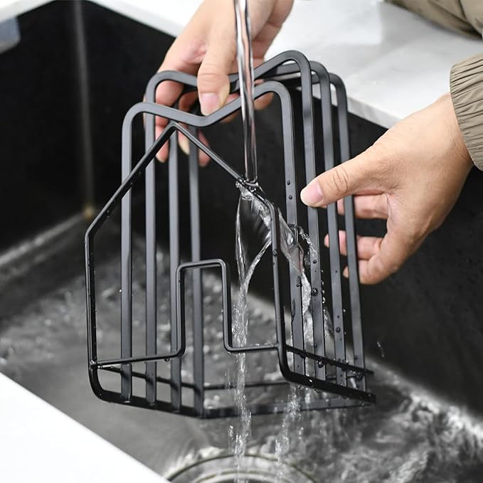 Kitchen Countertop Pots Pan Lids Rack (Black)