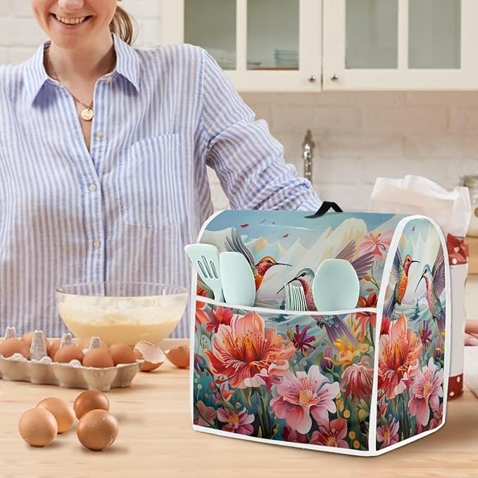 Humming Kitchen Stand Mixer Cover with Handle and Pocket Mixer Accessory for 4.5-5 qt Small Appliances Kitchen Decor Dust Cover